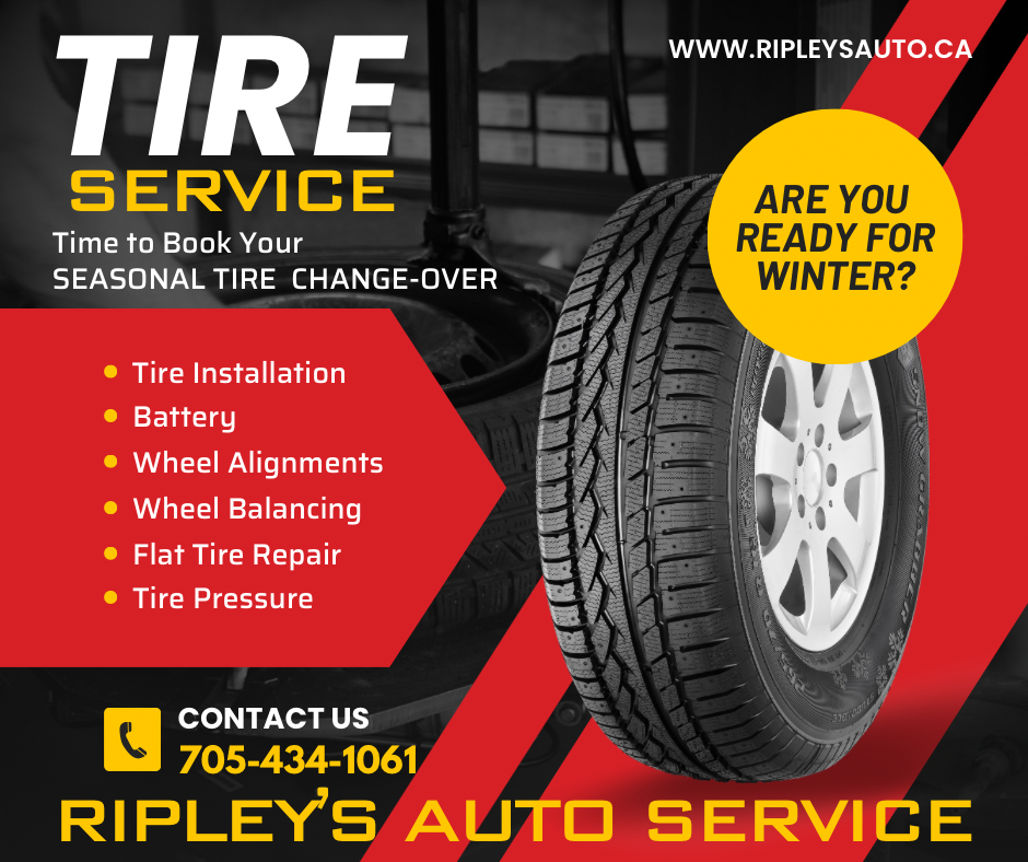 Tire change promotion from Ripley's Auto Service.